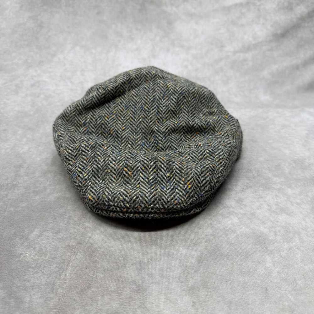 Mucros Weavers Trinity Flat Cap Mens Medium Grey Herringbone Wool Tweed Ireland